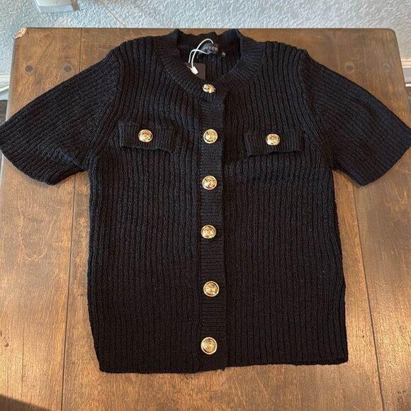 Summer Cropped Sweater Cardigan Short Sleeve Button Down Dressy Casual Knit Top - Picture 13 of 13